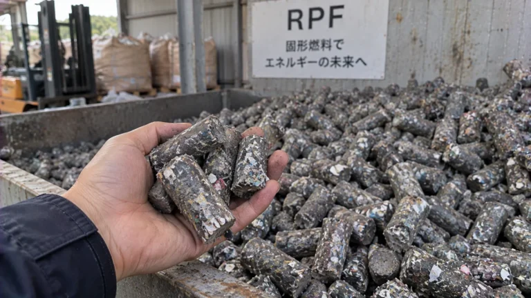 手のひらにのせた固形燃料RPF